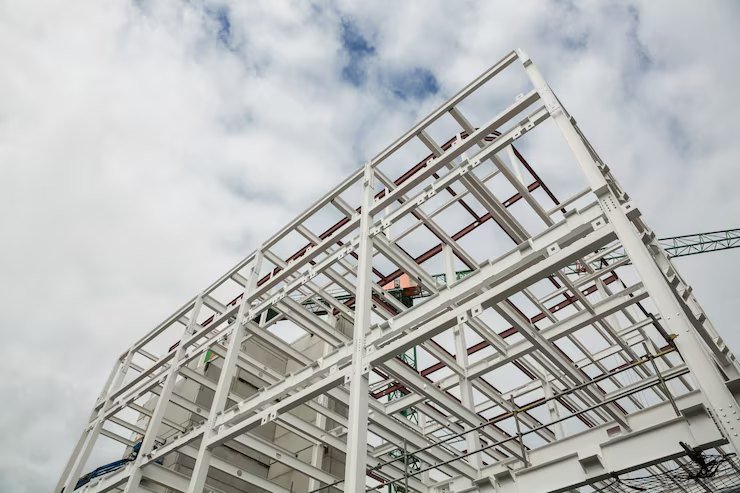 Estructura metálica blanca en construcción